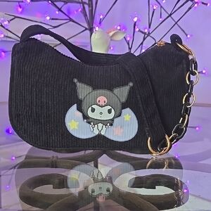 Kuromi Black Corduroy Shoulder Bag